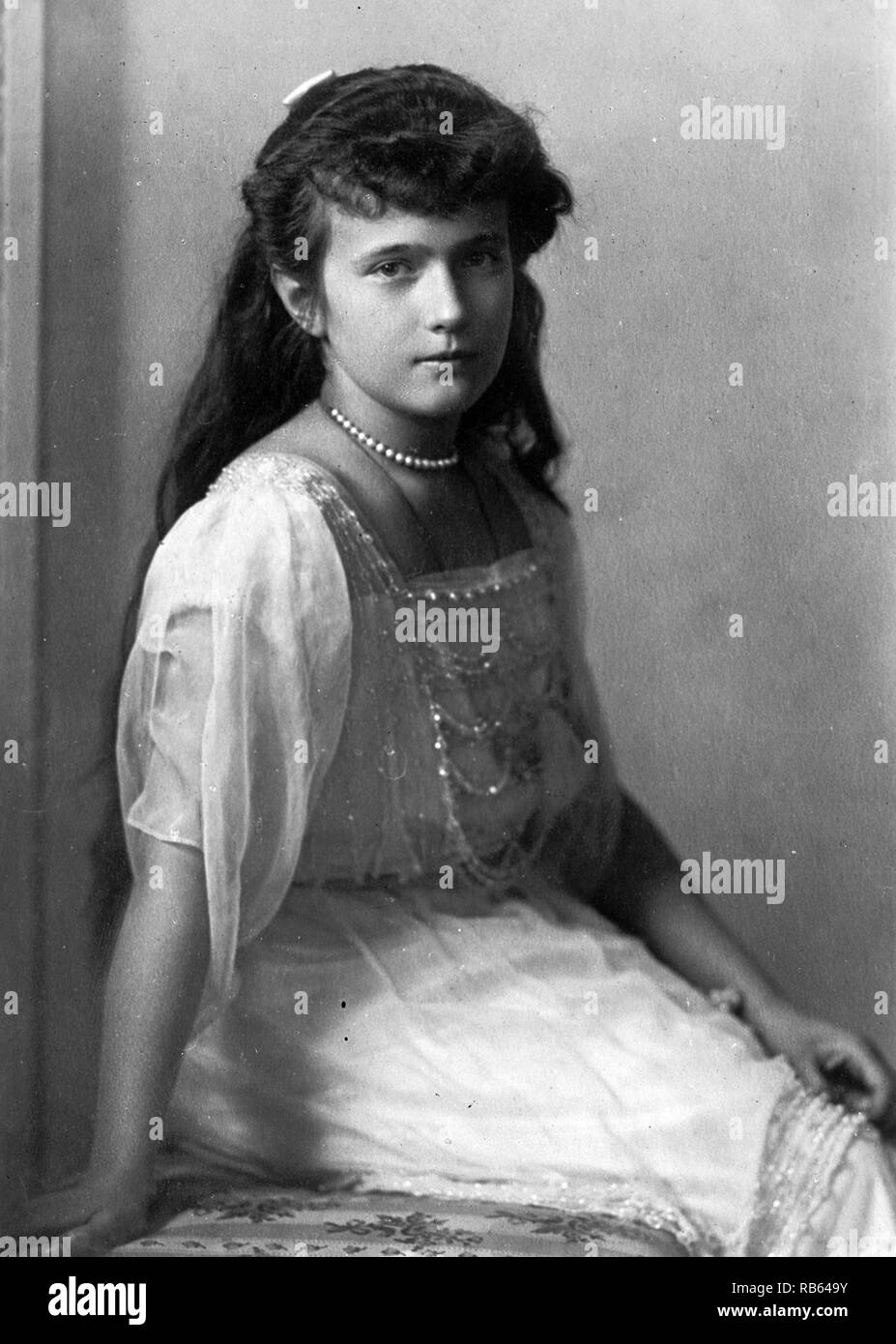 La gran duquesa Anastasia Nikolaevna de Rusia (18 de junio de 1901 - 17 de julio de 1918) La hija más joven del zar Nicolás II, el último soberano de la Rusia Imperial, y su esposa, la Zarina Alexandra Fyodorovna. Foto de stock