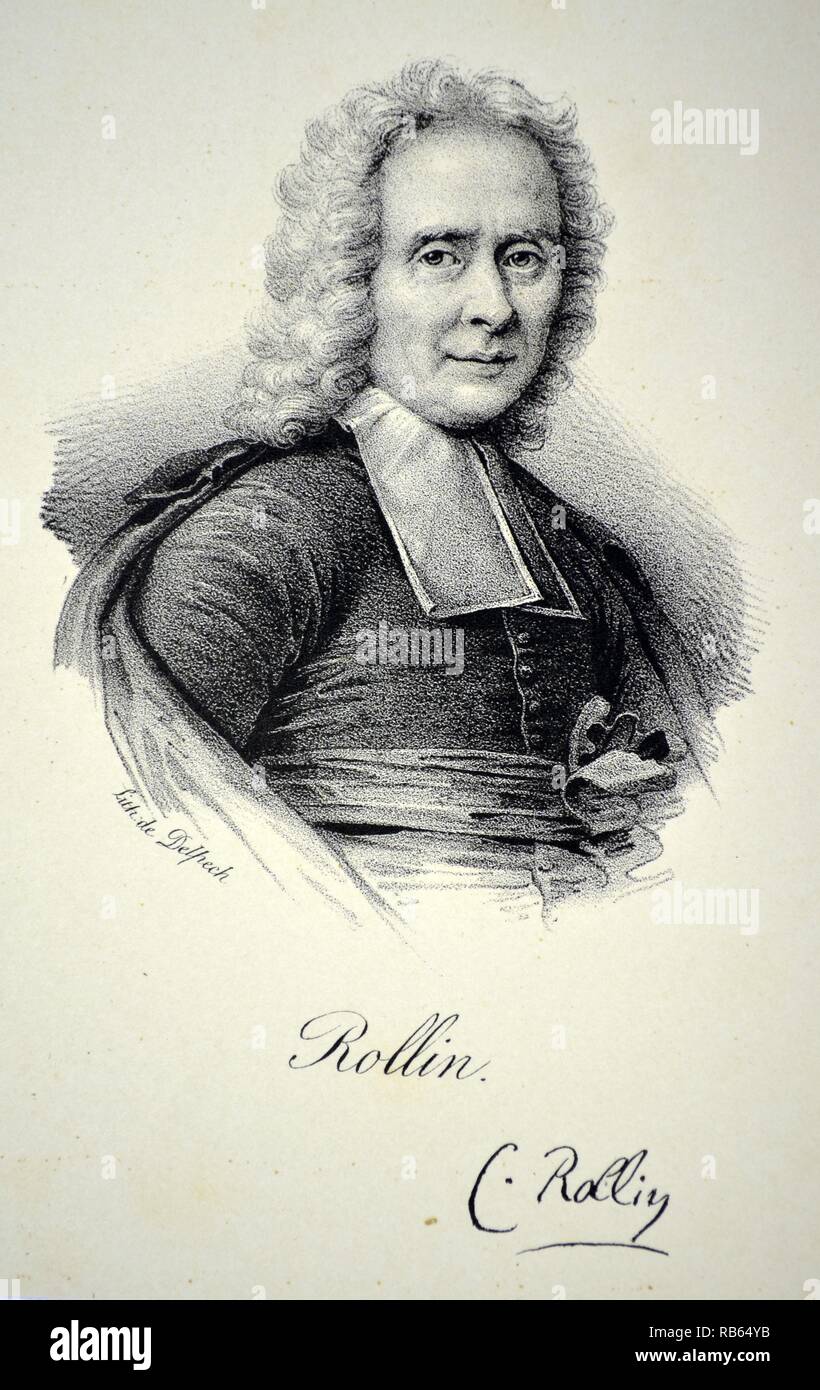 Charles Rollin (1661-1741) historiador francés. Litografía, Francia, c1840. Foto de stock
