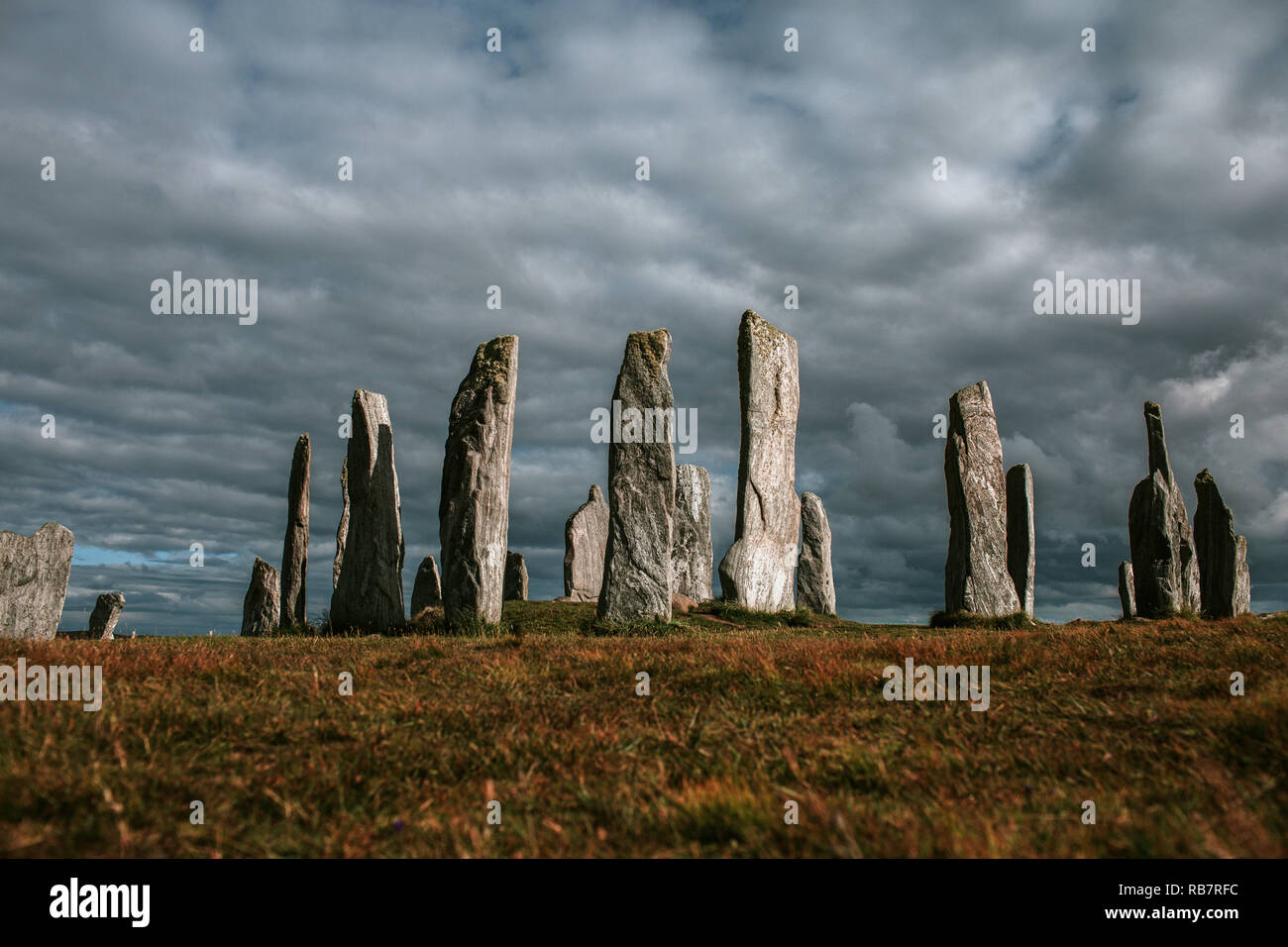 Permanente de Callanish stone circle, en la isla de Lewis, Escocia, Reino Unido Foto de stock