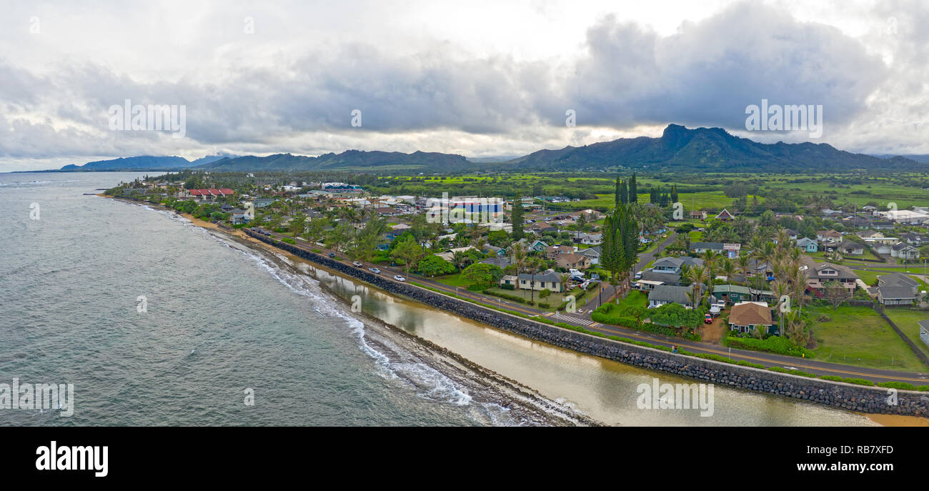 Kapaa, Kauai Hawaii Drone Vista aérea Foto de stock