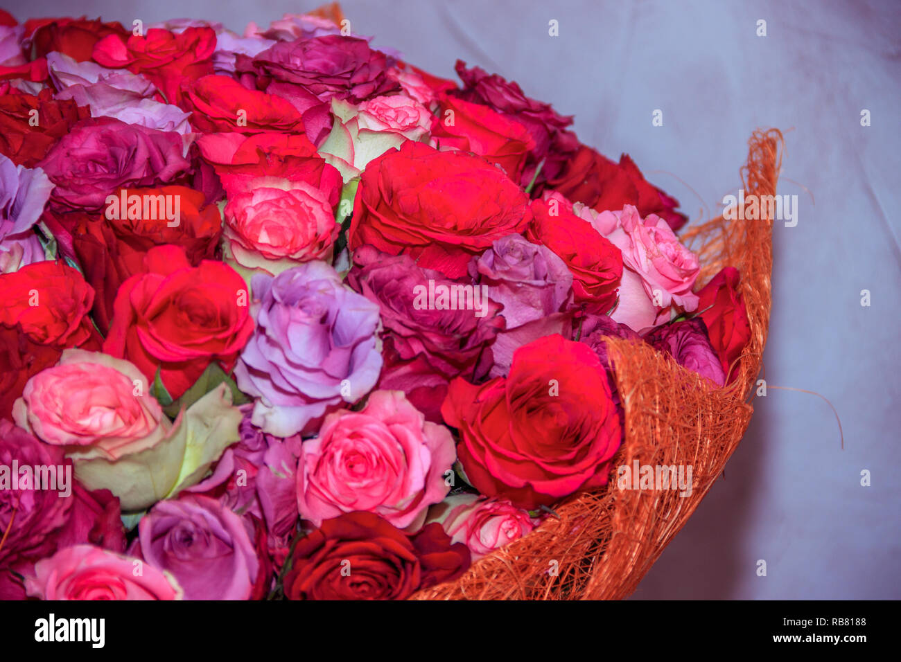 Bouquet de rosas diferentes. vacaciones regalo para la mujer. Flores  naturales. ramo de rosas en vivo Fotografía de stock - Alamy