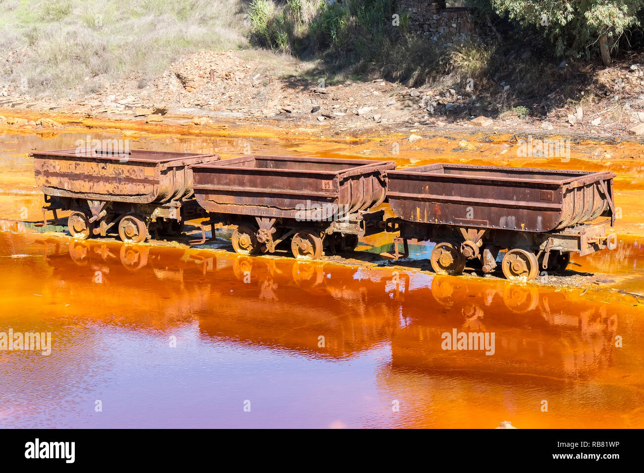 Los restos de las antiguas minas de Riotinto en Huelva (España) Foto de stock