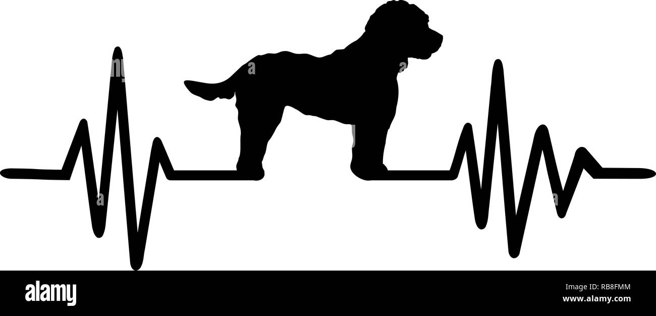 Línea de pulso latido con perro Cockapoo silueta Foto de stock