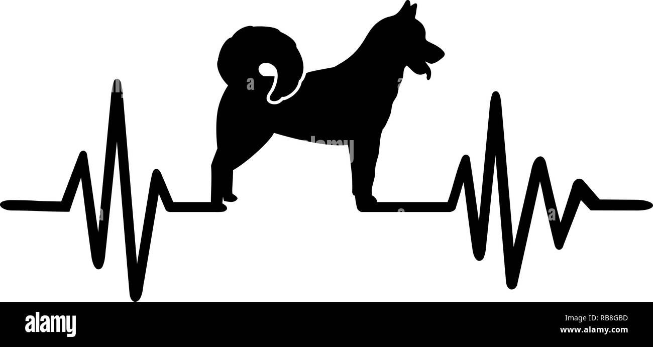 Línea de pulso latido con la silueta del perro de Groenlandia Foto de stock