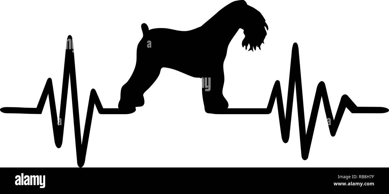 Línea de pulso latido con Kerry Blue dog silueta Foto de stock
