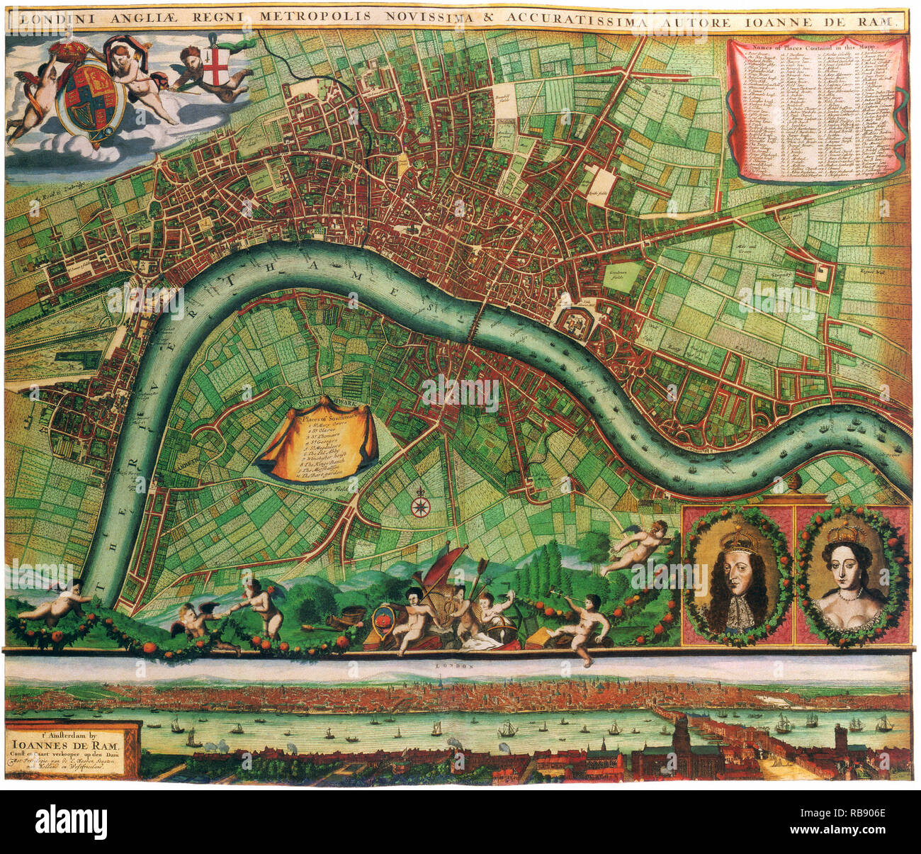Plan de Londres 1700 Foto de stock