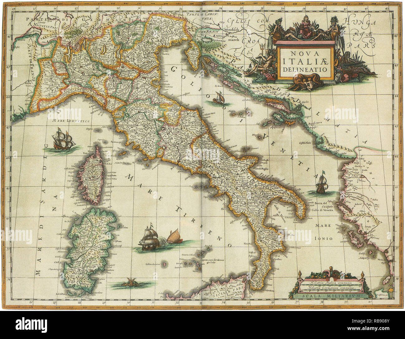 Mapa de Italia 1631 Foto de stock