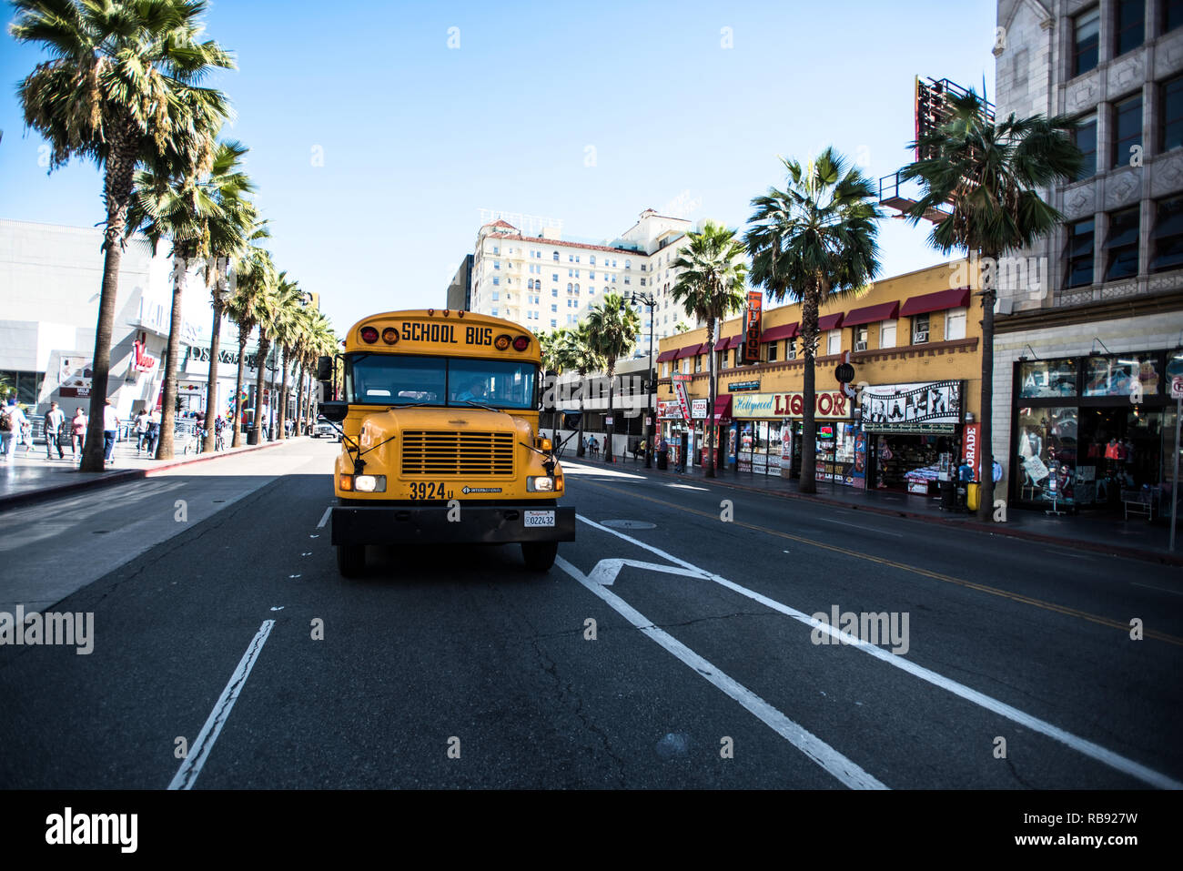 Bus Escolar amarillo Los Angeles. California. Foto de stock
