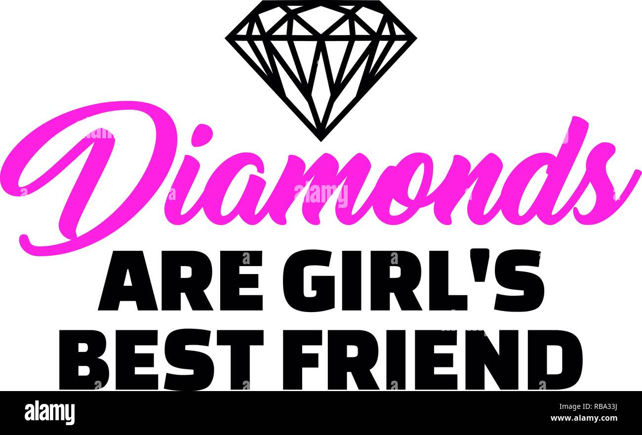 Los diamantes son el mejor amigo de niñas lema con diamante rosa Foto de stock
