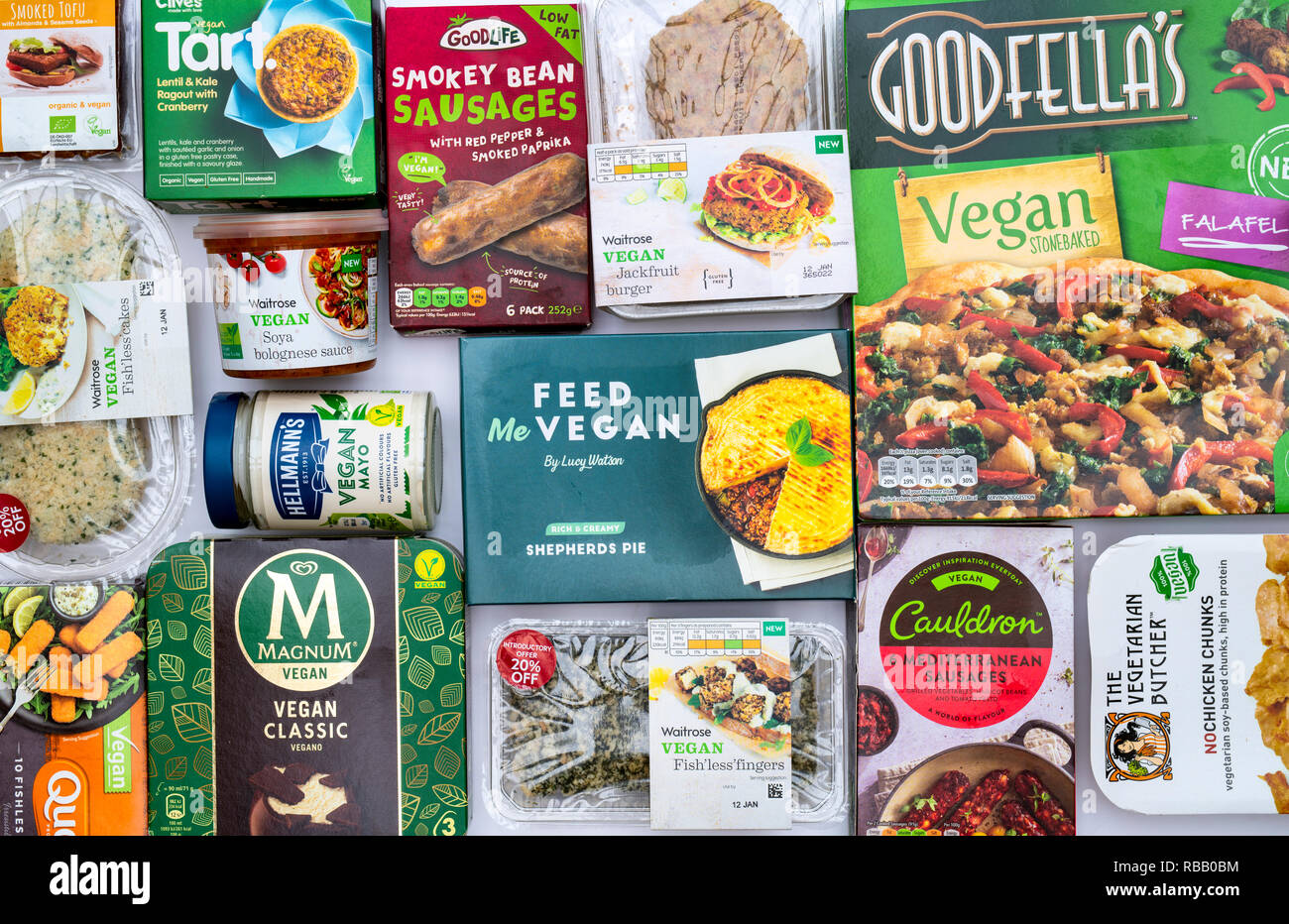 Embalaje de productos vegano patrón. UK Foto de stock