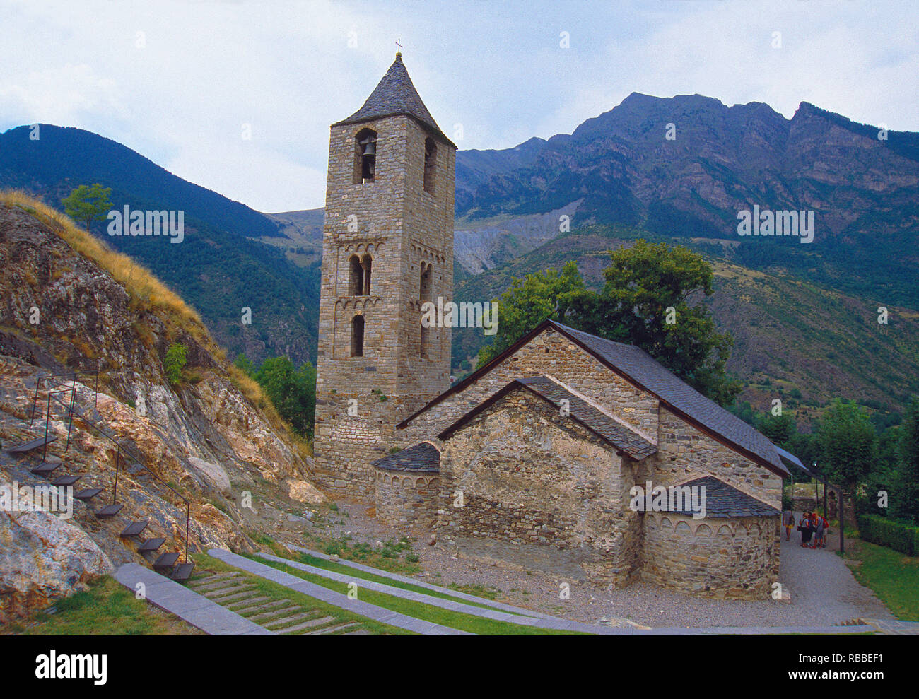 Iglesia de Sant Joan. Boi, provincia de Lérida, Cataluña, España. Foto de stock