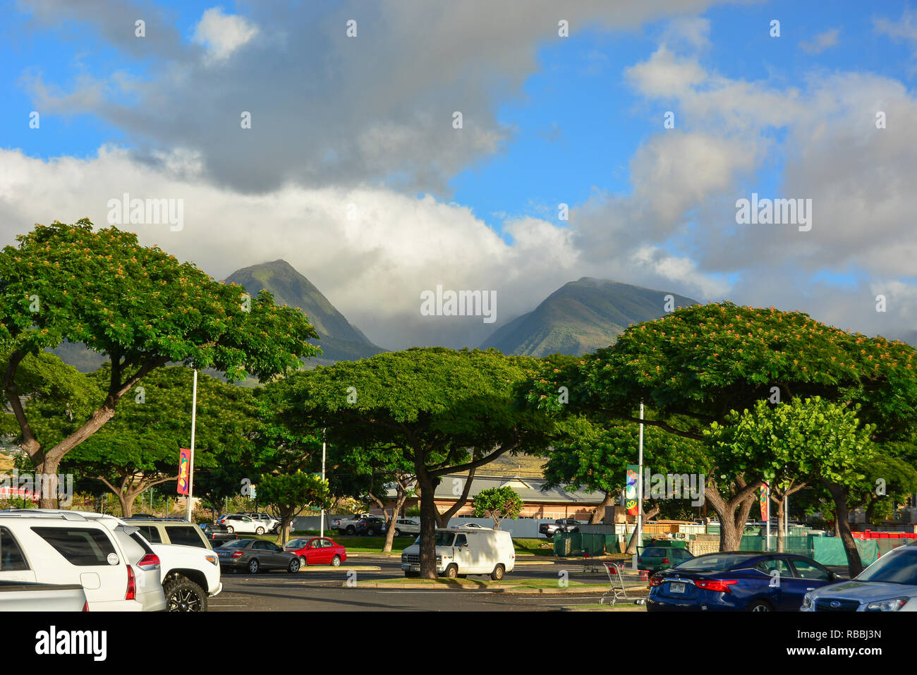 Histórico de Lahaina, Maui, primera capital de las islas hawaianas y antigua aldea ballenera. Foto de stock