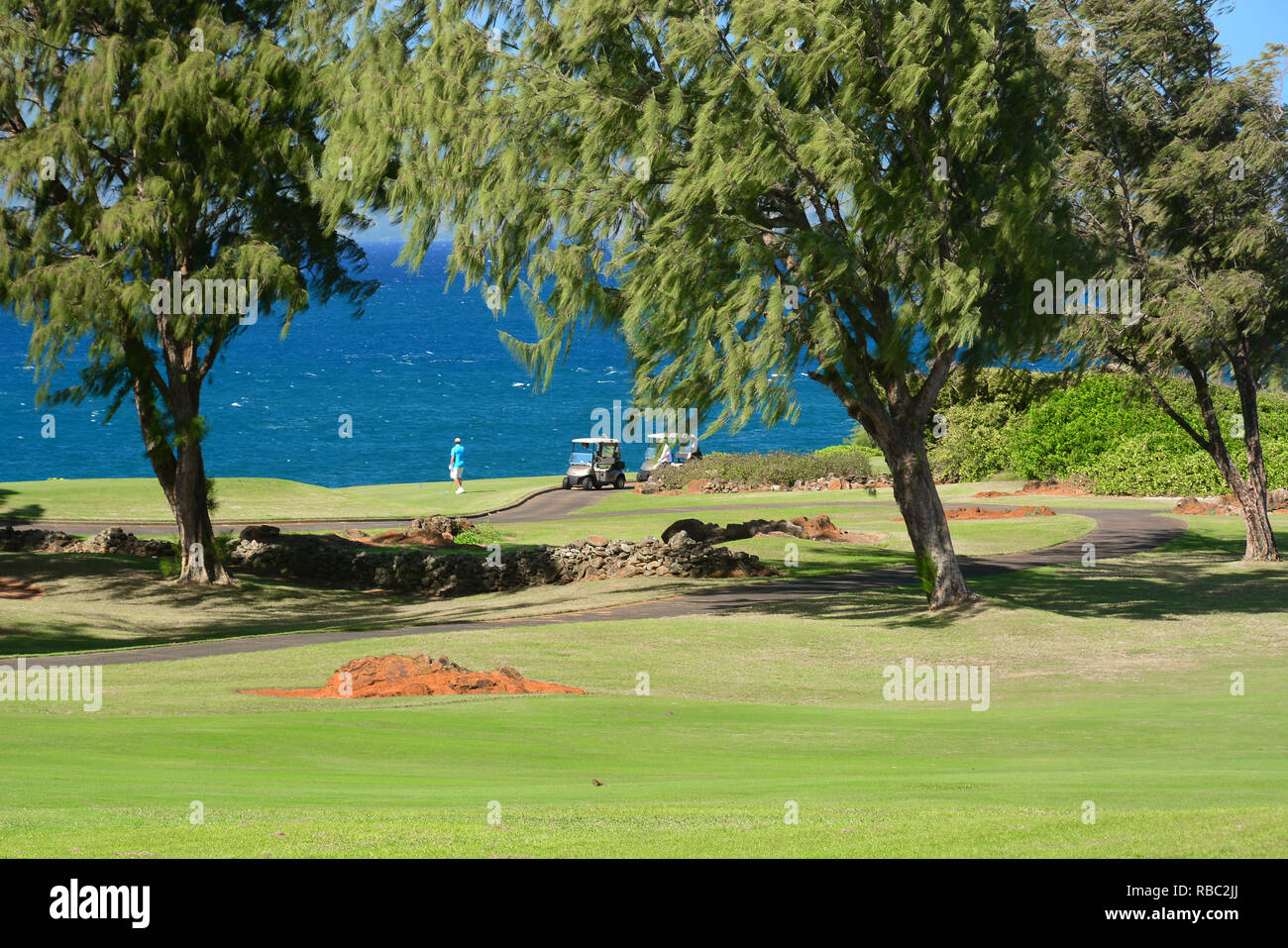 Kapalua, Maui, Hawai.exclusivo enclave turístico con hoteles, residencias elegantes, campos de golf de clase mundial, playas y restaurantes. Foto de stock