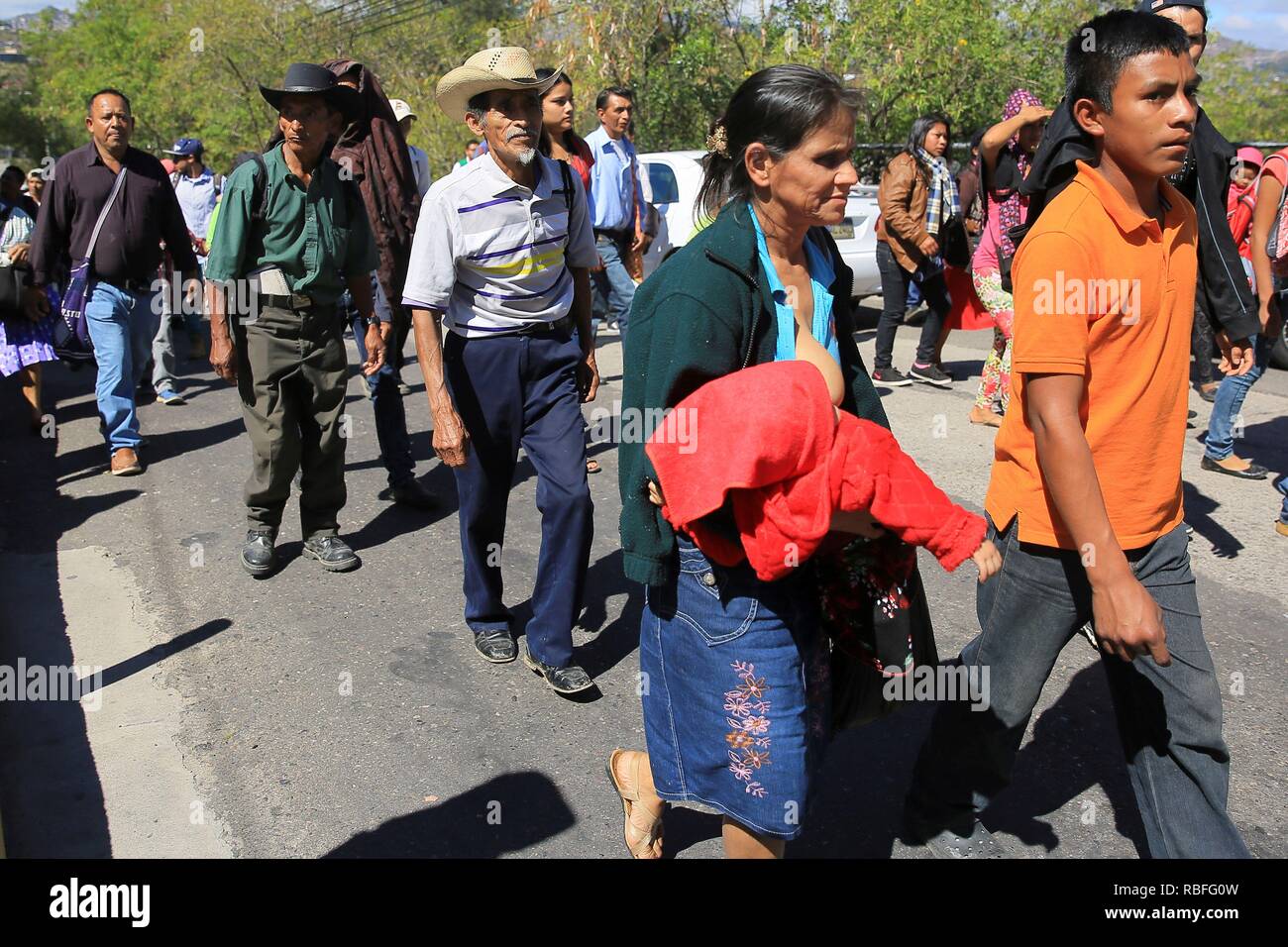Tegucigalpa Honduras 10 Enero 2019 Indigenas Lencas Del Consejo Civil De Organizaciones Populares Indigenas De Honduras