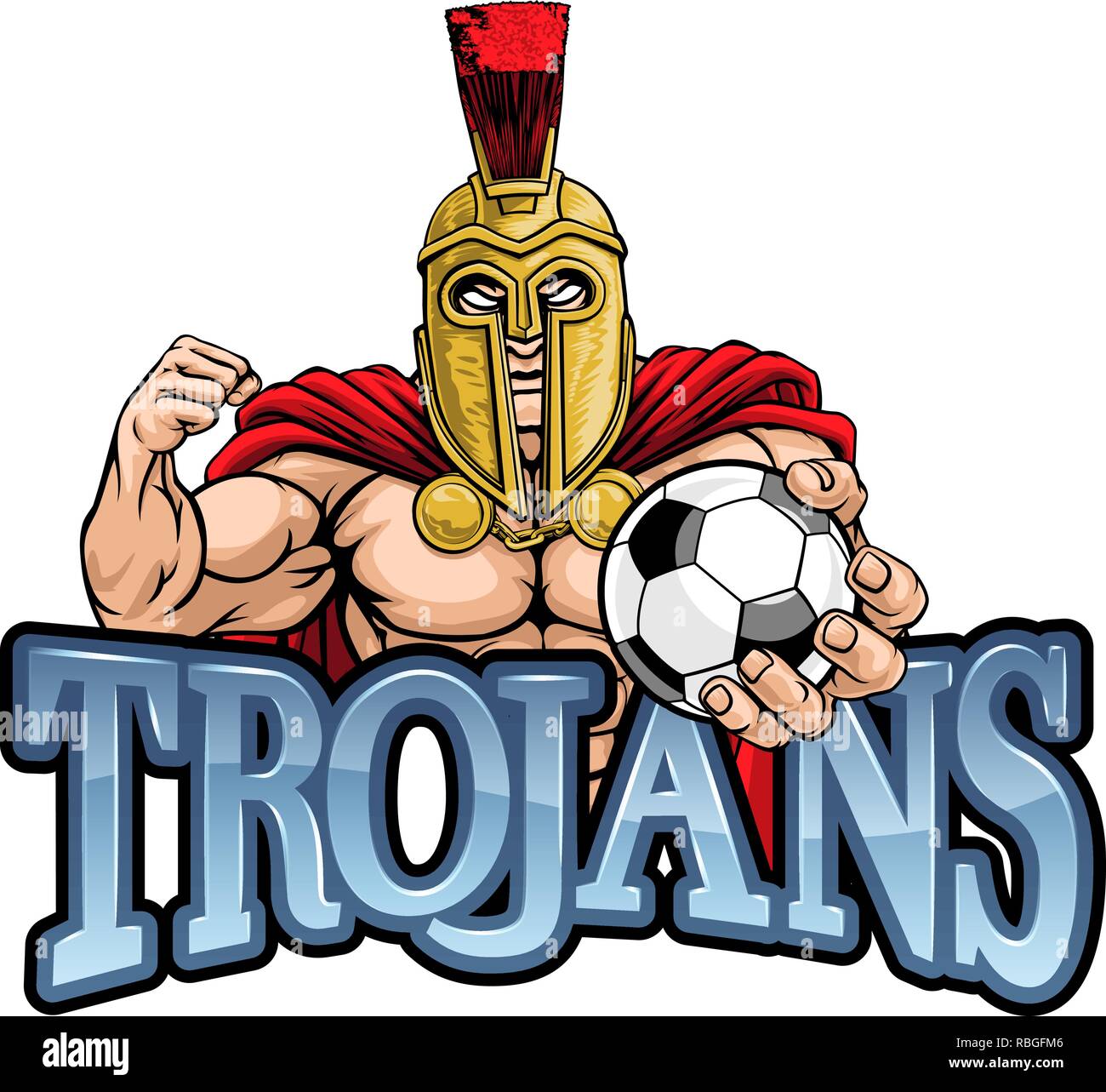 Troyano espartano mascota deportiva de fútbol Imagen Vector de stock - Alamy