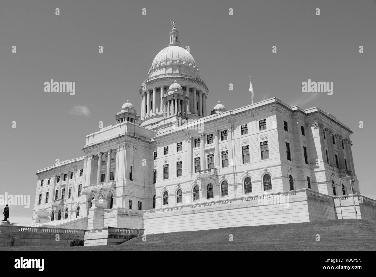 Capitolio en Providence, Rhode Island. Ciudad en la región de Nueva Inglaterra de los Estados Unidos. Blanco y negro - tono monocromo color estilo retro. Foto de stock