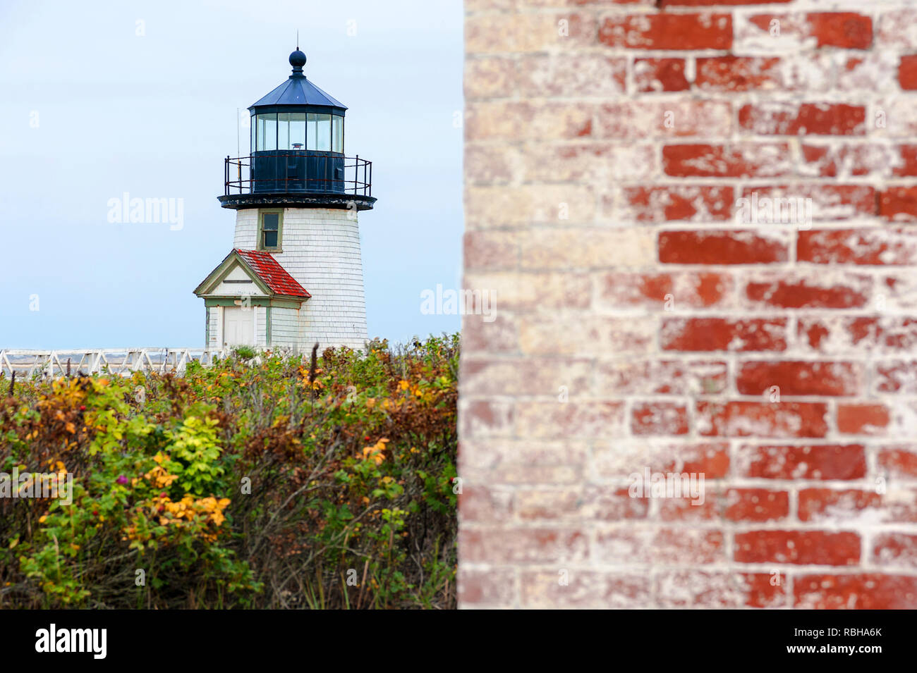 Brant Point Lighthouse, famosa atracción turística e histórica de la isla de Nantucket Foto de stock