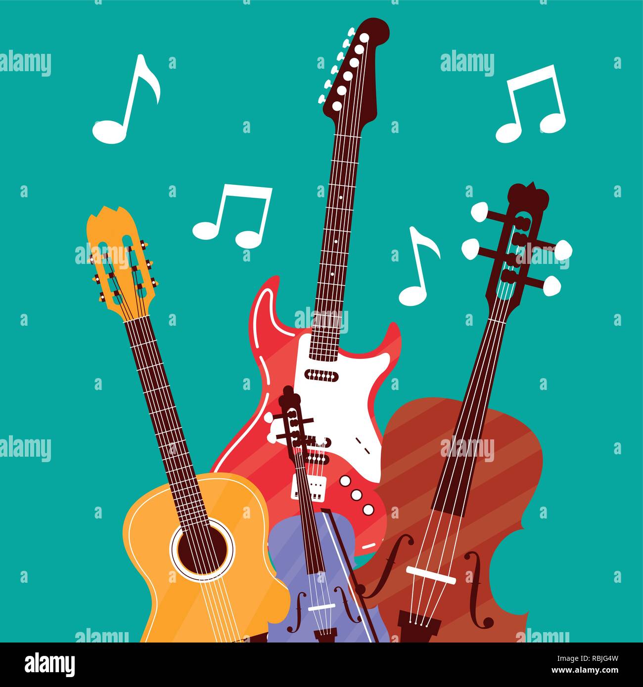 Conjunto de instrumentos musicales, diseño de ilustraciones vectoriales  Imagen Vector de stock - Alamy
