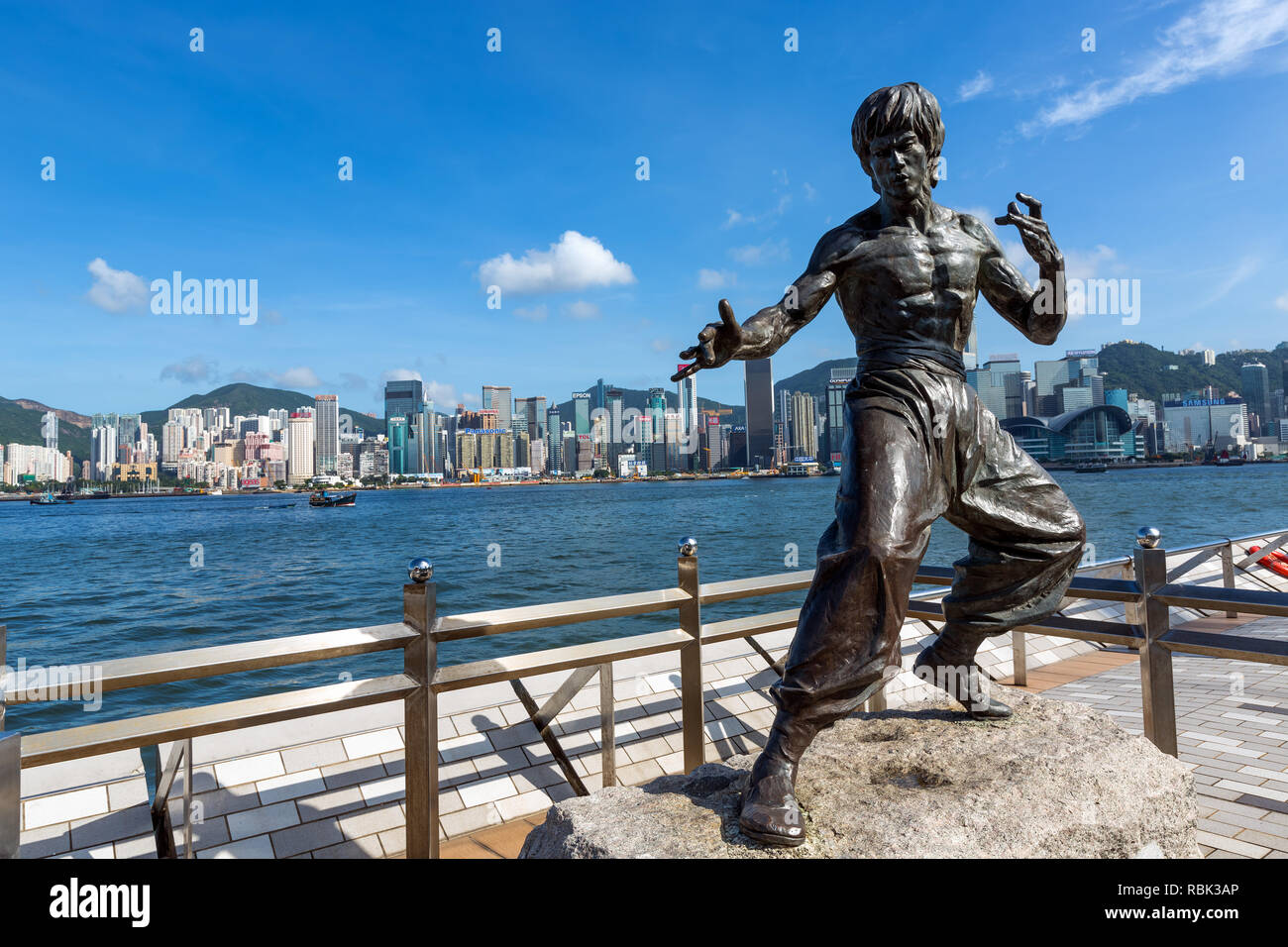 Ver una estatua de Bruce Lee en Hong Kong Foto de stock