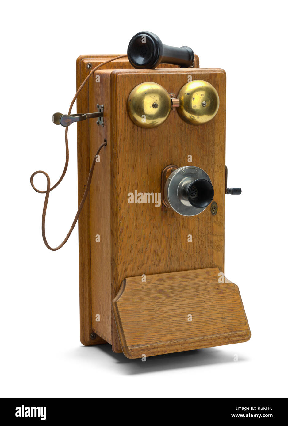 Teléfono fijo antiguo de disco para oficina o casa Stock Photo