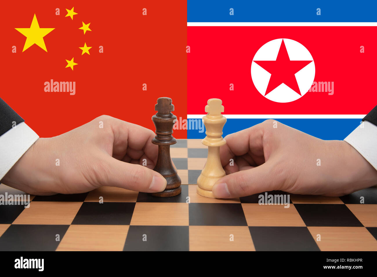 Corea China-North cumbre expresó en un juego de ajedrez. Foto de stock