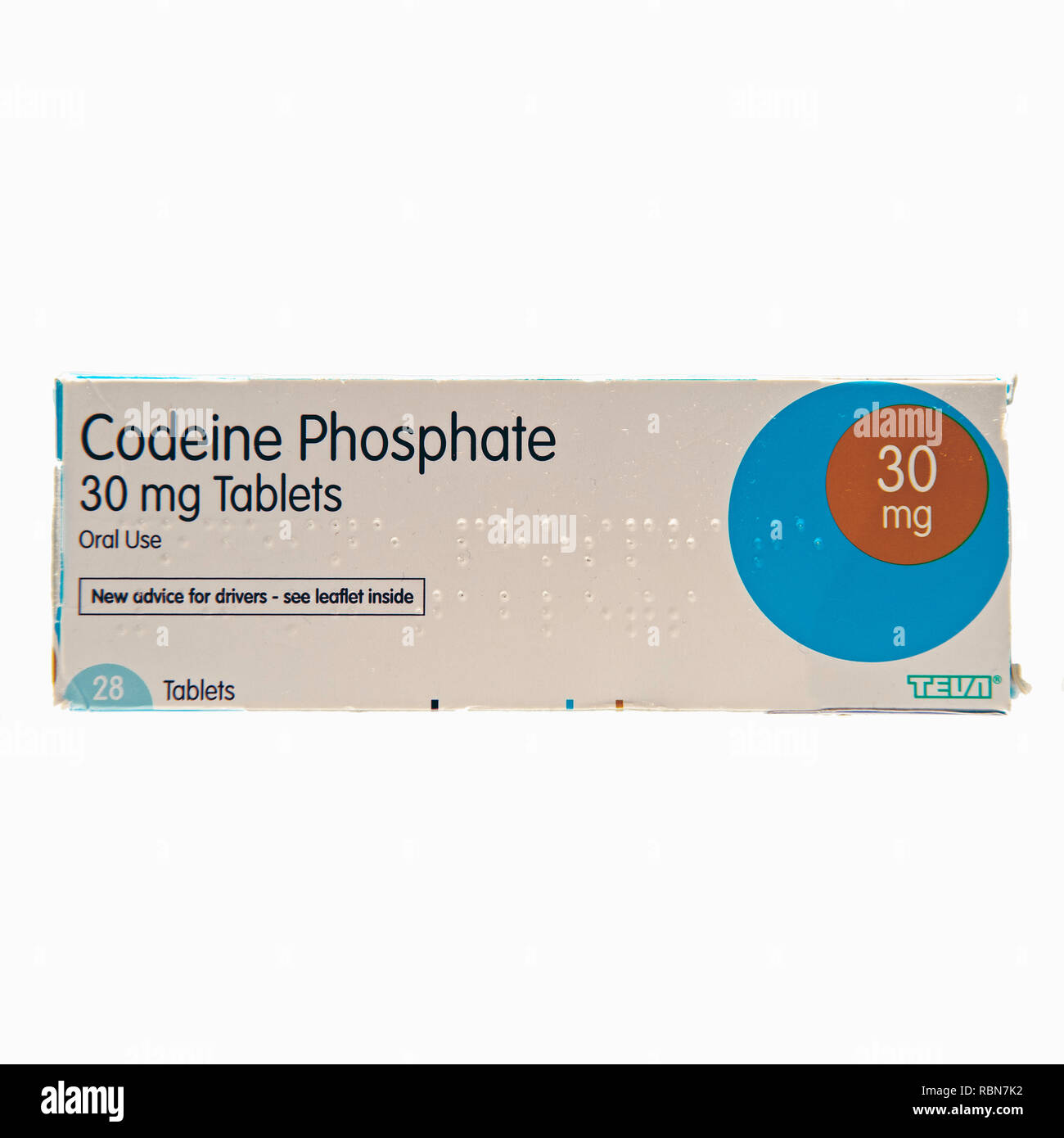 El fosfato de codeína 30 mg comprimidos Foto de stock