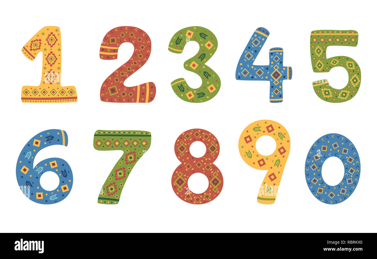Ilustracion De Los Numeros Del Uno Al Diez En Diferentes Patrones