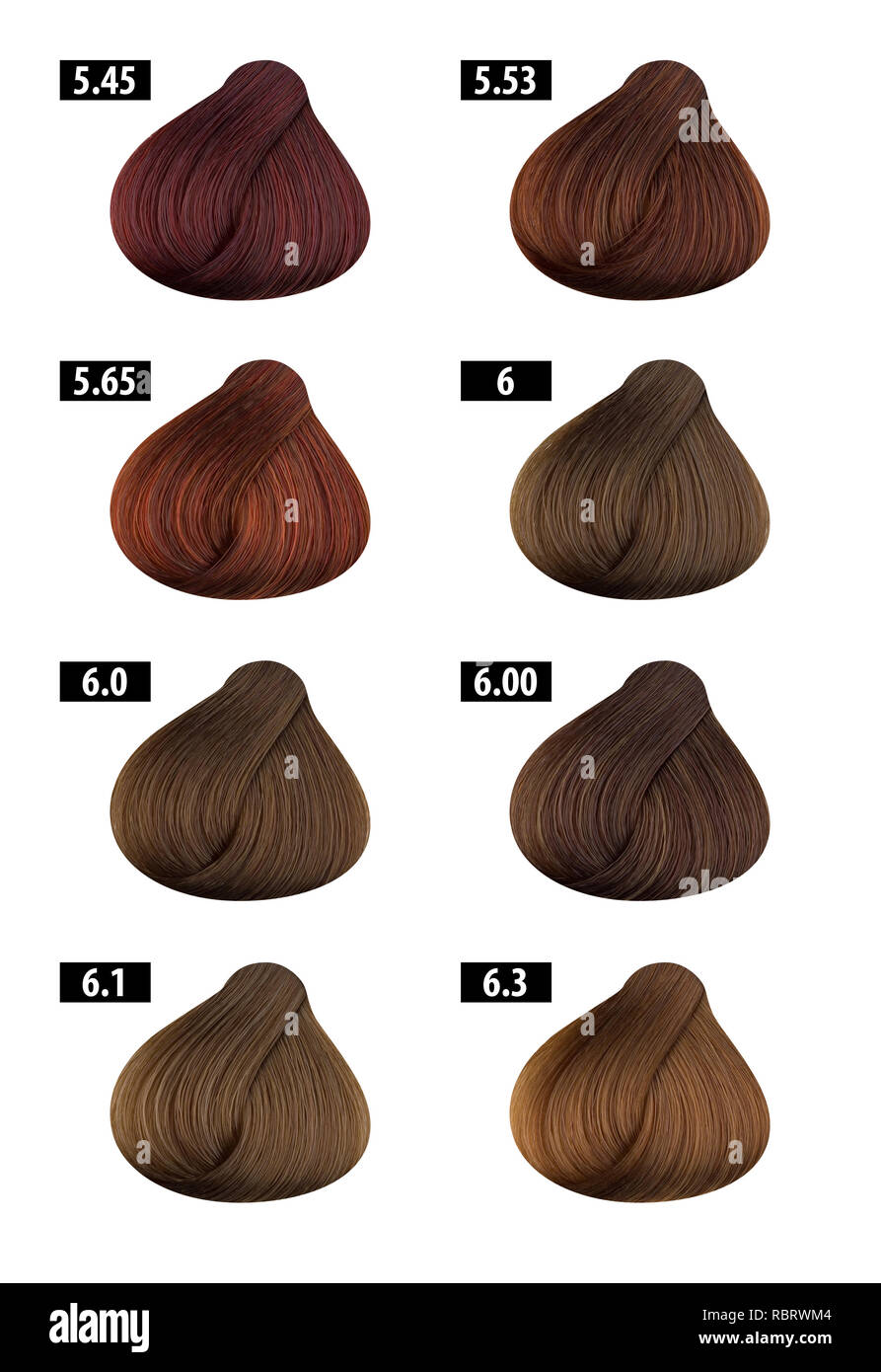 Color de pelo y el tinte para el pelo, colores gráfico, números de color 4  Fotografía de stock - Alamy