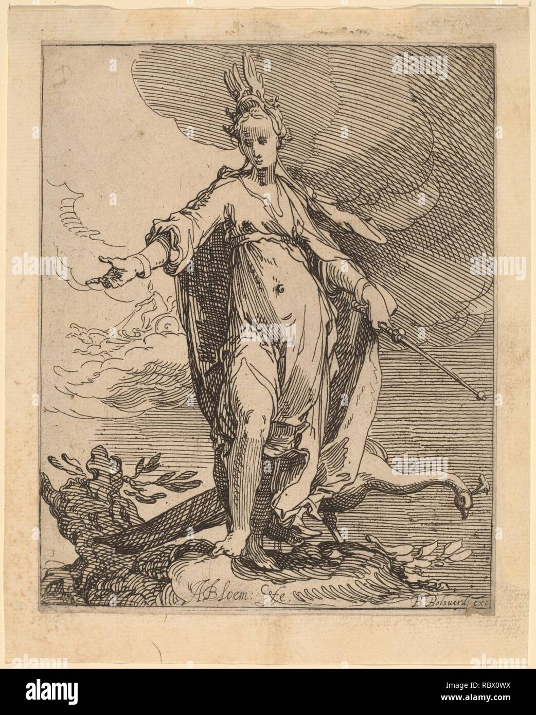 Abraham Bloemaert (Holandés, 1564 - 1651 ), Juno, c.1610, Aguafuerte sobre papel establecido, regalo de Ruth Cole Kainen Abraham Bloemaert, Juno, c.1610, NGA 152769. Foto de stock