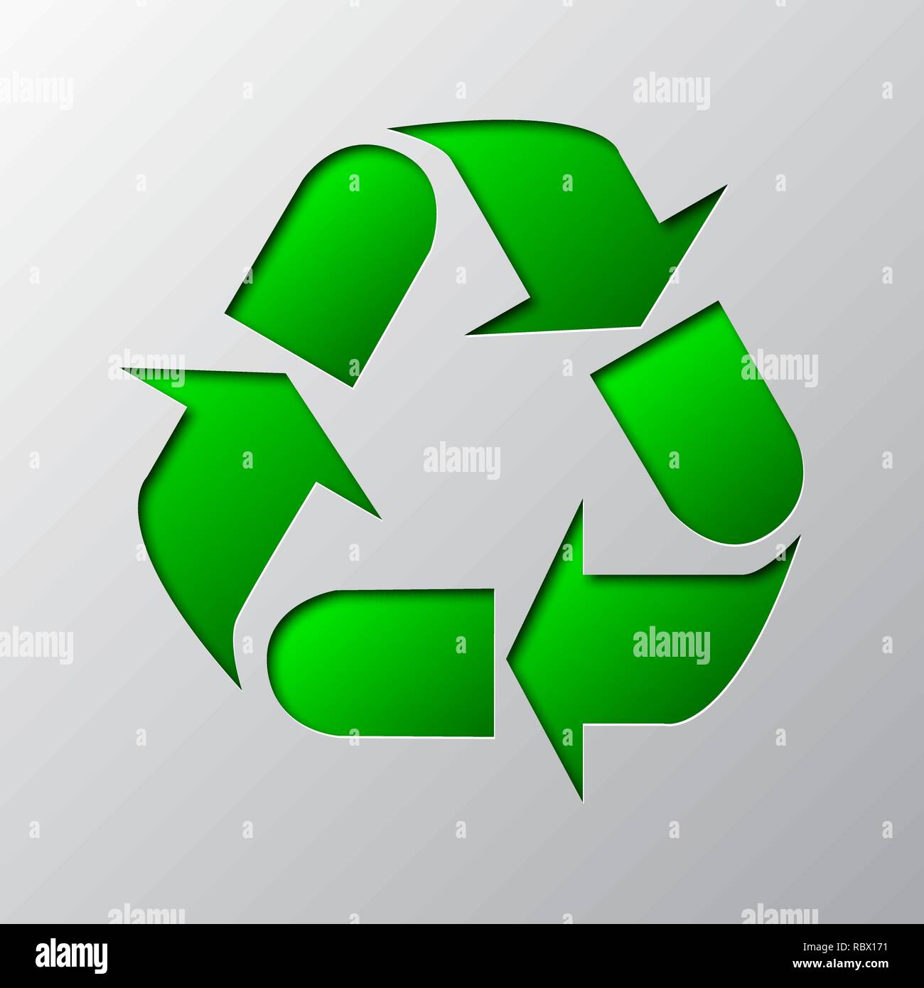 El arte del papel reciclado verde símbolo eco aislados. Ilustración  vectorial. Icono de reciclaje está cortado de papel Imagen Vector de stock  - Alamy