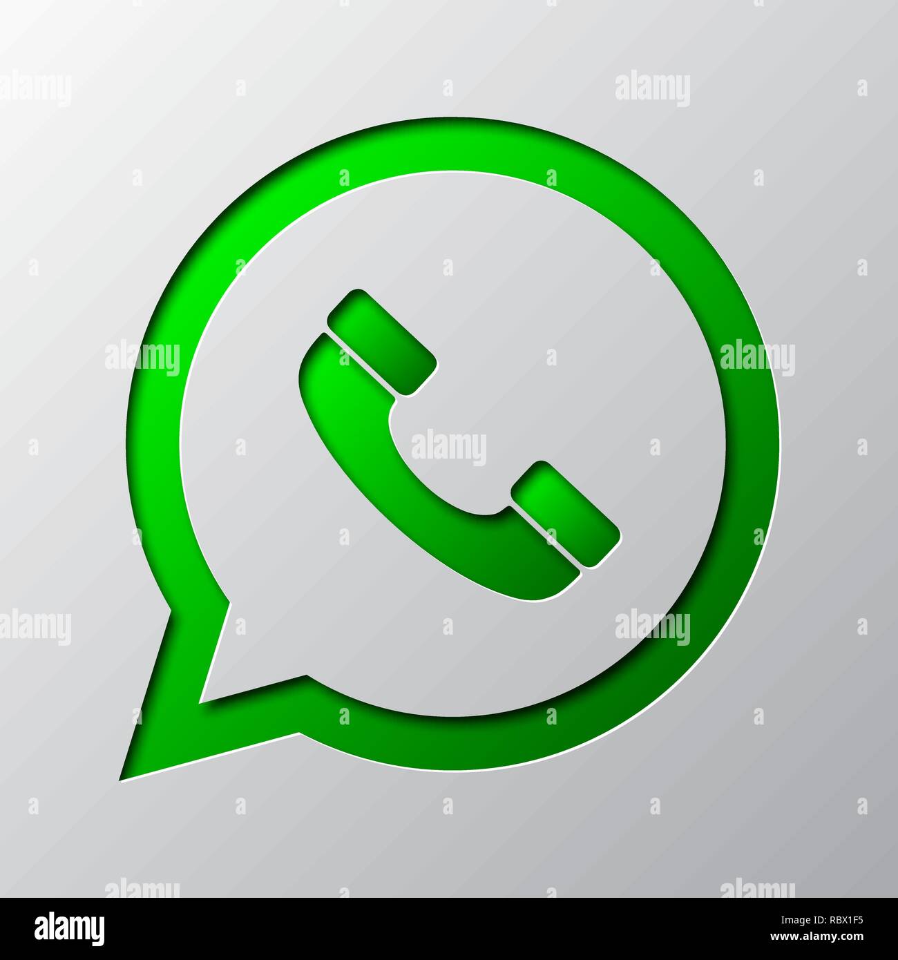 Arte de papel de icono de teléfono verde, aislado. Ilustración vectorial.  Icono de auricular de teléfono está cortado de papel Imagen Vector de stock  - Alamy