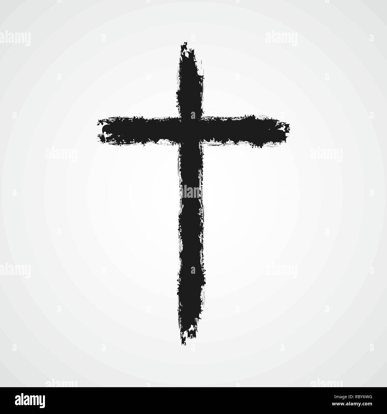 Dibujo negro de cruz cristiana en doodle estilo de dibujos animados