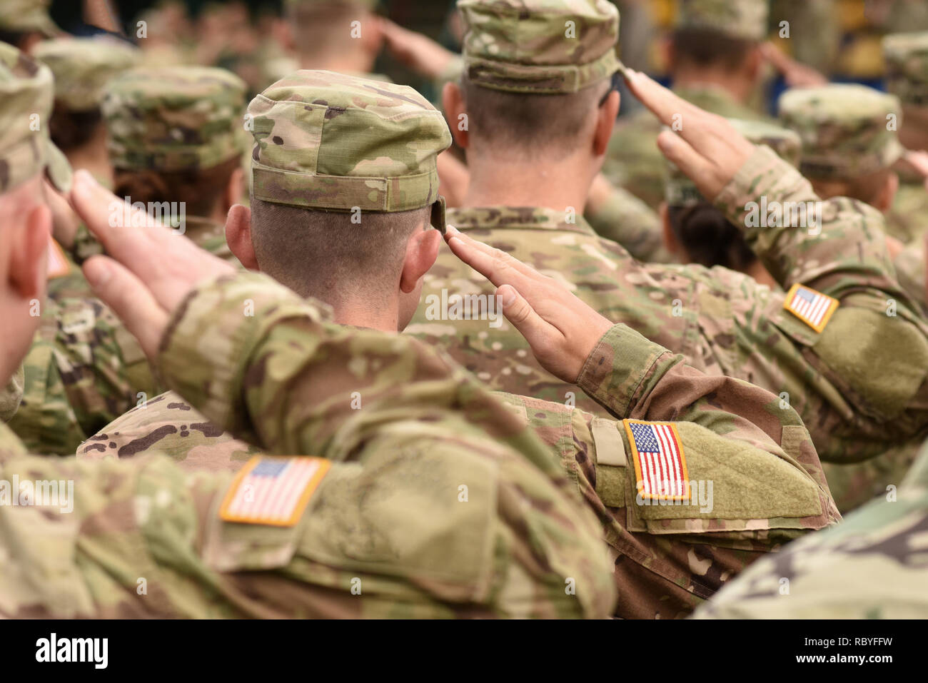 Soldado estadounidense salute. Ejército de EE.UU. Las tropas estadounidenses. Militares de EE.UU.. Foto de stock