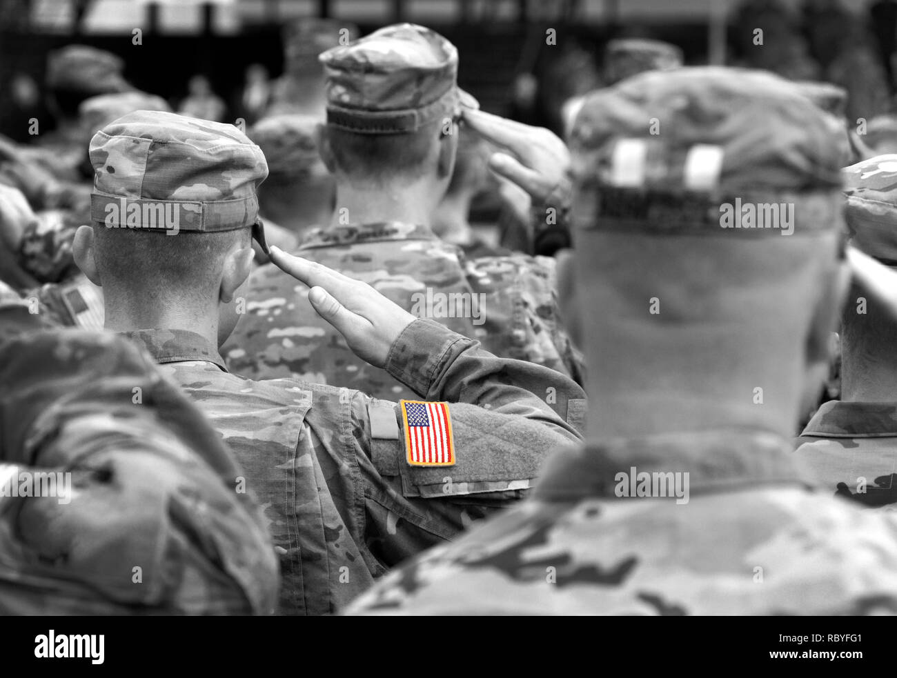Soldado estadounidense salute. Ejército de EE.UU. Las tropas estadounidenses. Militares de EE.UU.. Foto de stock