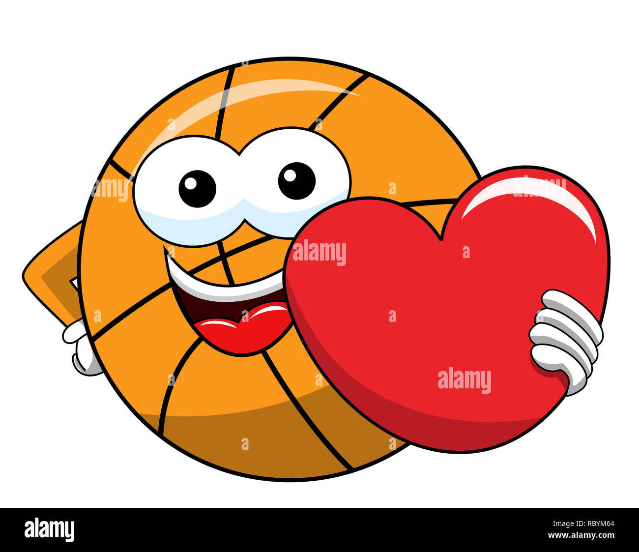 Pelota de baloncesto curioso personaje de dibujos animados amor corazón  aislado en blanco Fotografía de stock - Alamy
