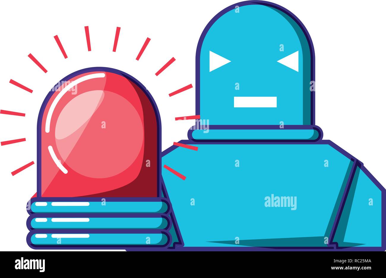 Cyber robot con luz de alarma diseño ilustración vectorial Imagen Vector de  stock - Alamy