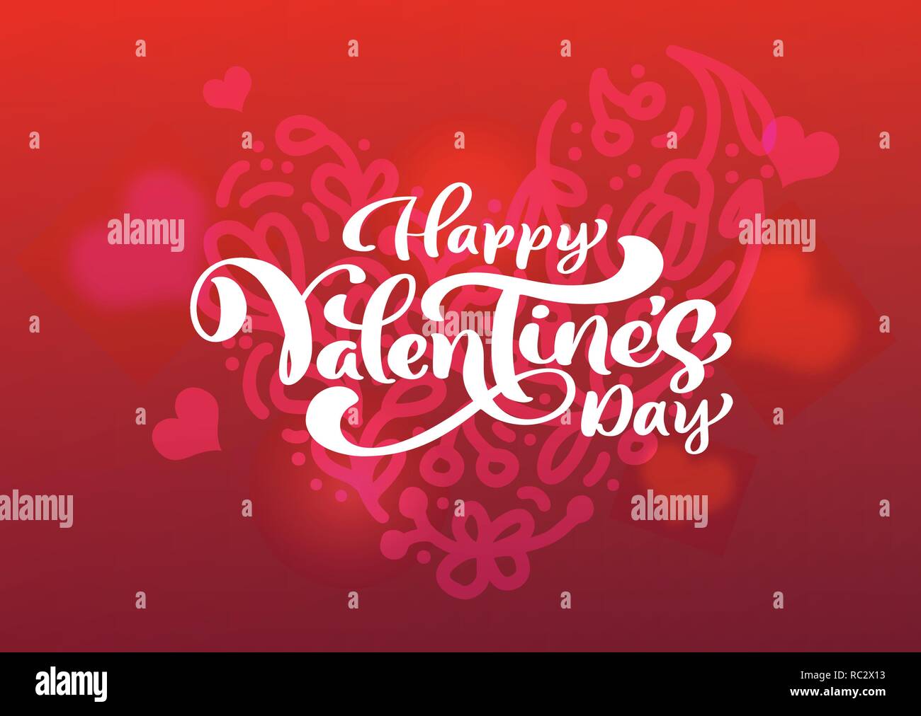 La Caligrafia Frase Feliz Dia De San Valentin Con Corazones Dia