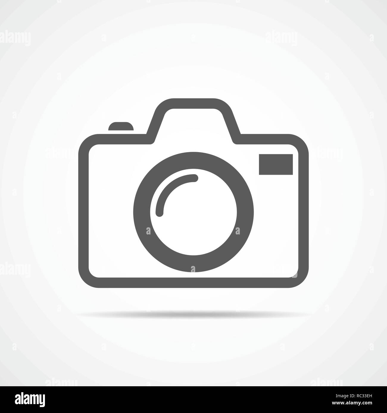 Icono de cámara gris en un diseño plano. Ilustración vectorial. Icono