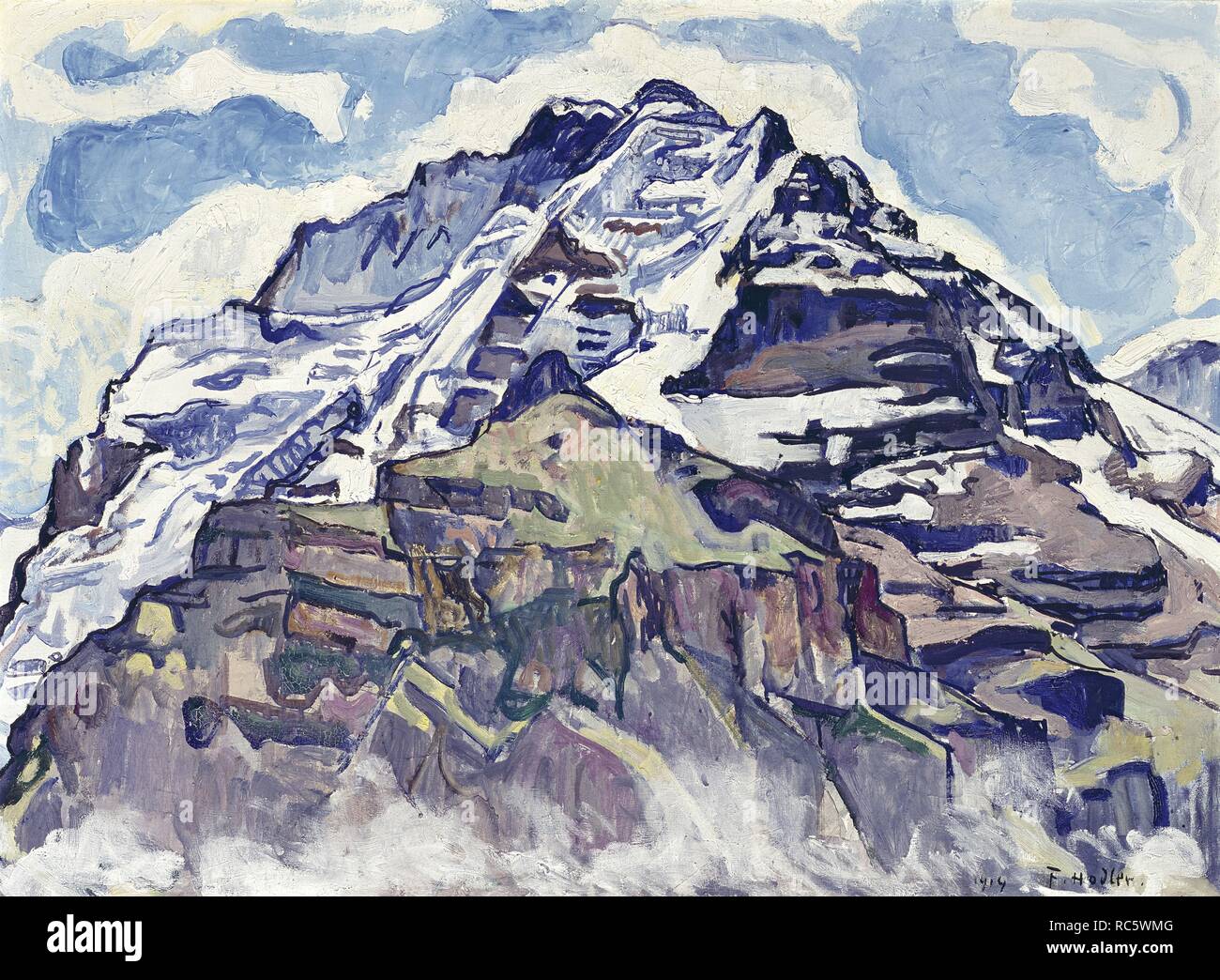 El Jungfrau, visto desde Muerren. Museo: Musée d'art et d'histoire, Genf. Autor: Ferdinand Hodler. Foto de stock