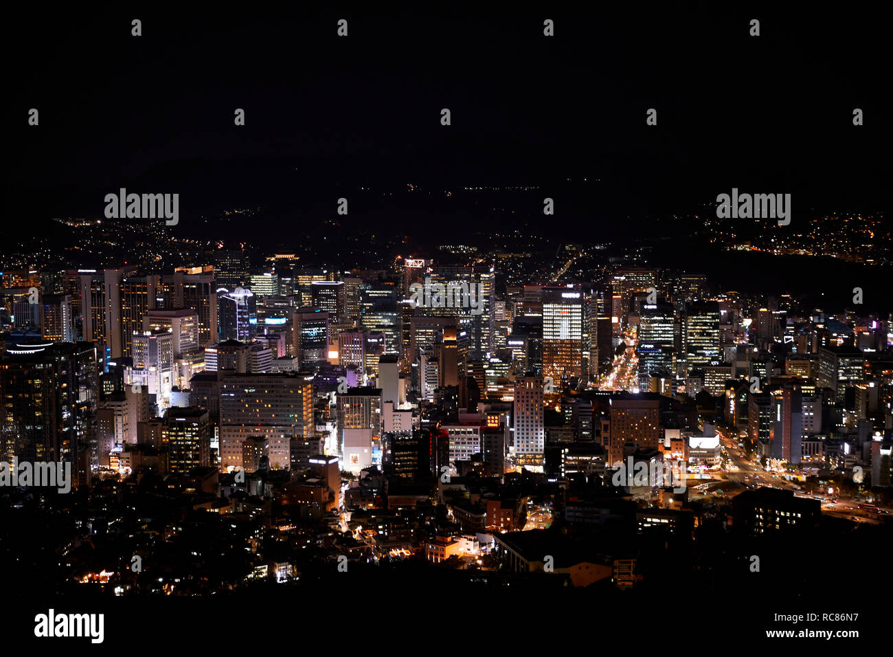 Paisaje de noche, Seúl, Corea del Sur Foto de stock