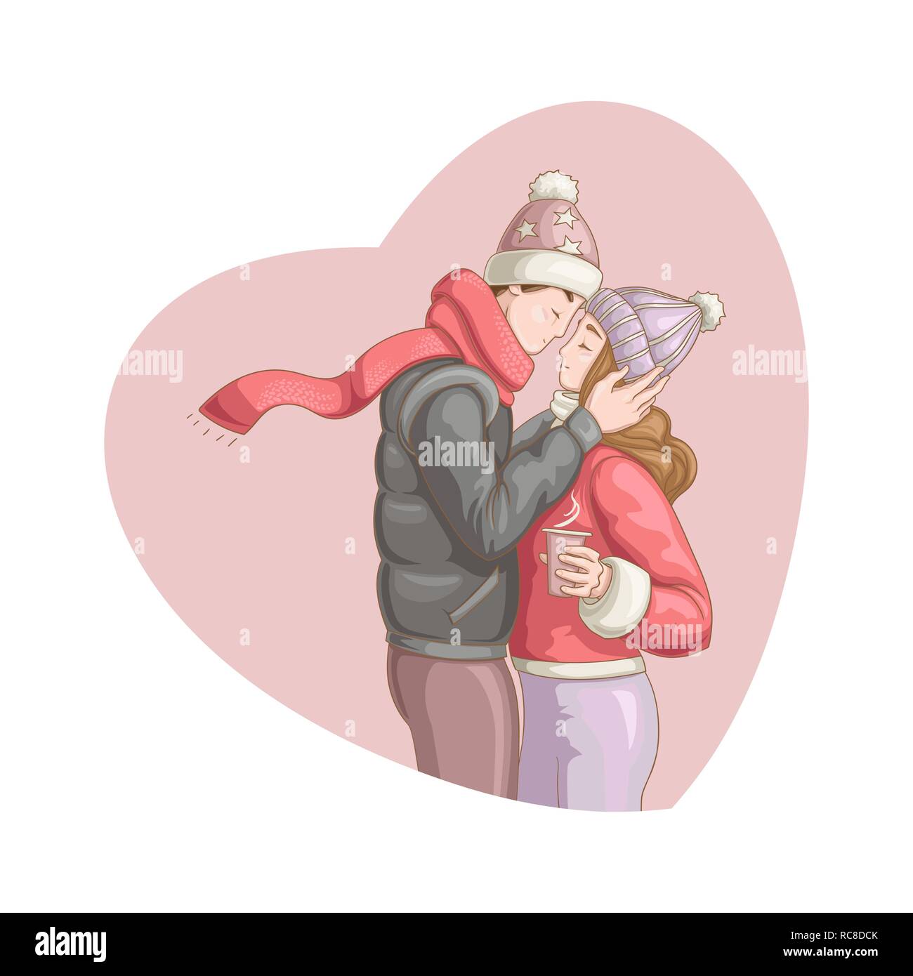 Feliz Día de San Valentín. Ilustración vectorial de estilo de dibujos  animados hermosa pareja enamorada besos para su diseño Imagen Vector de  stock - Alamy