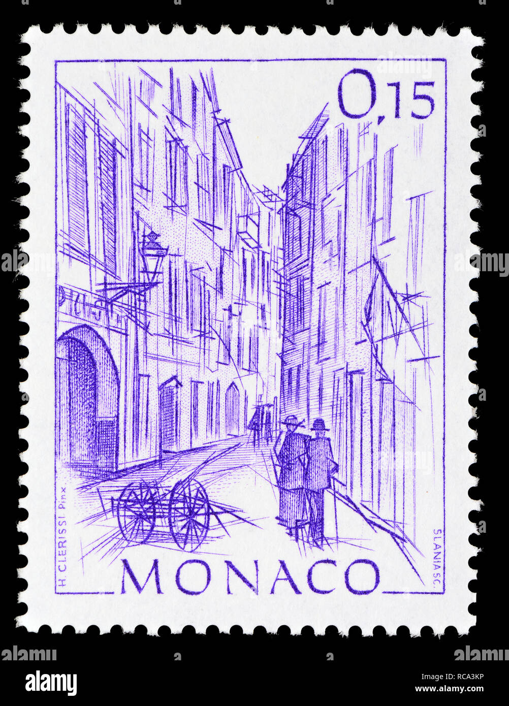 Sello de Mónaco (1984): Las primeras vistas de Mónaco serie definitiva: Rue Basse Foto de stock