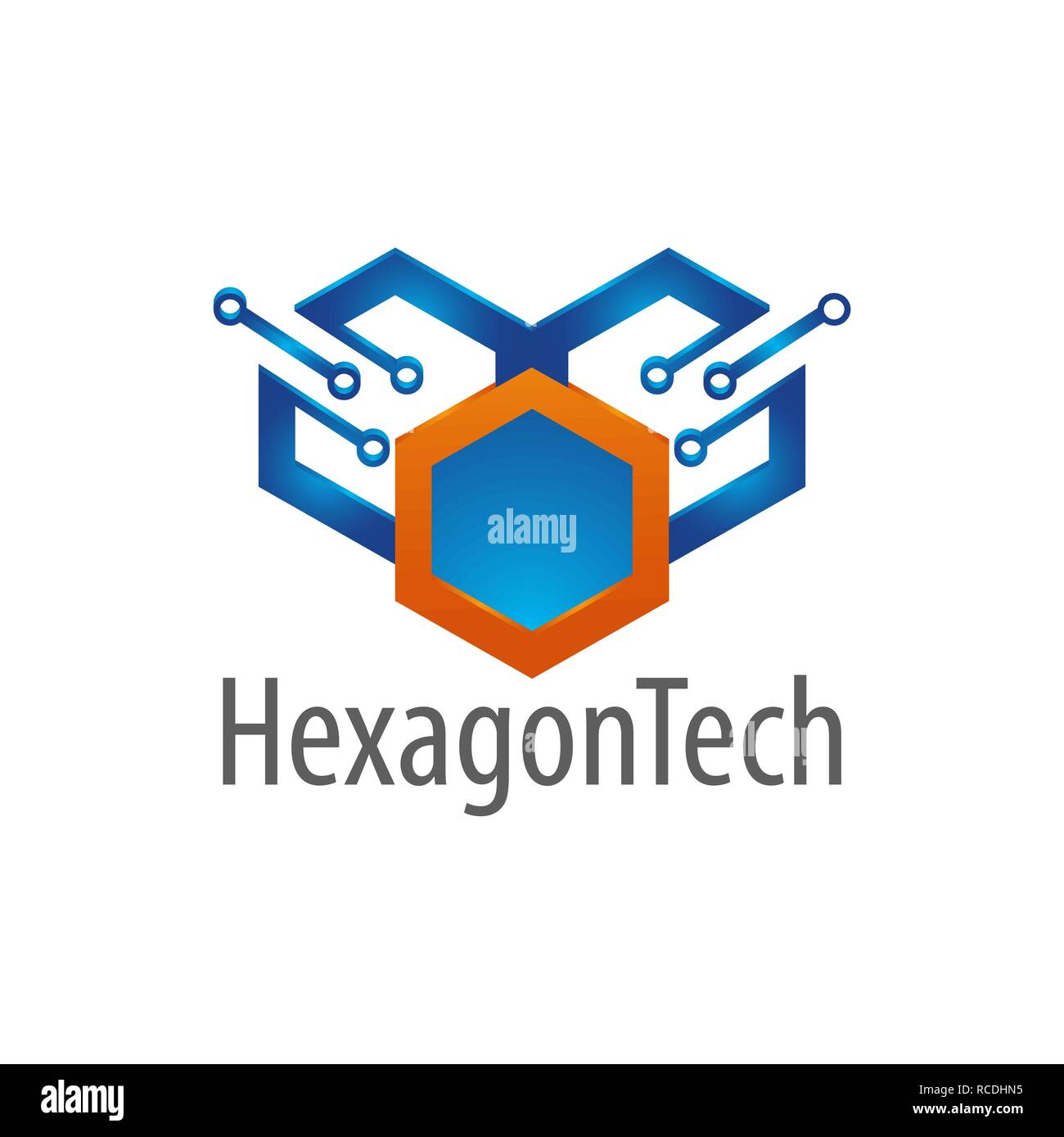 El concepto de diseño del logotipo de la tecnología hexagonal. Símbolo gráfico vectorial del elemento de plantilla Ilustración del Vector