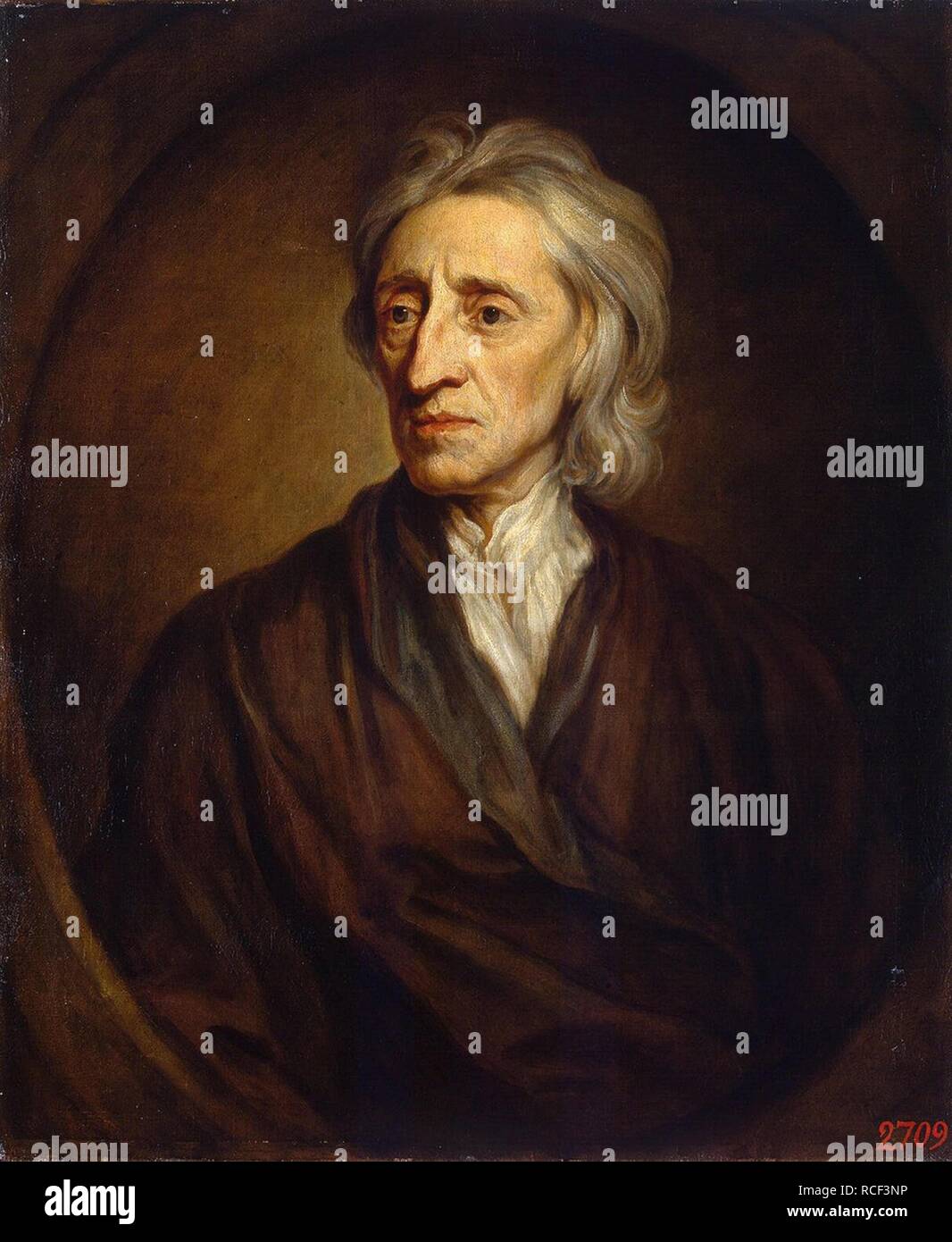 Retrato del médico y filósofo John Locke (1632-1704). Museo Estatal del Hermitage, en San Petersburgo. Autor: Kneller, Sir Gotfrey. Foto de stock