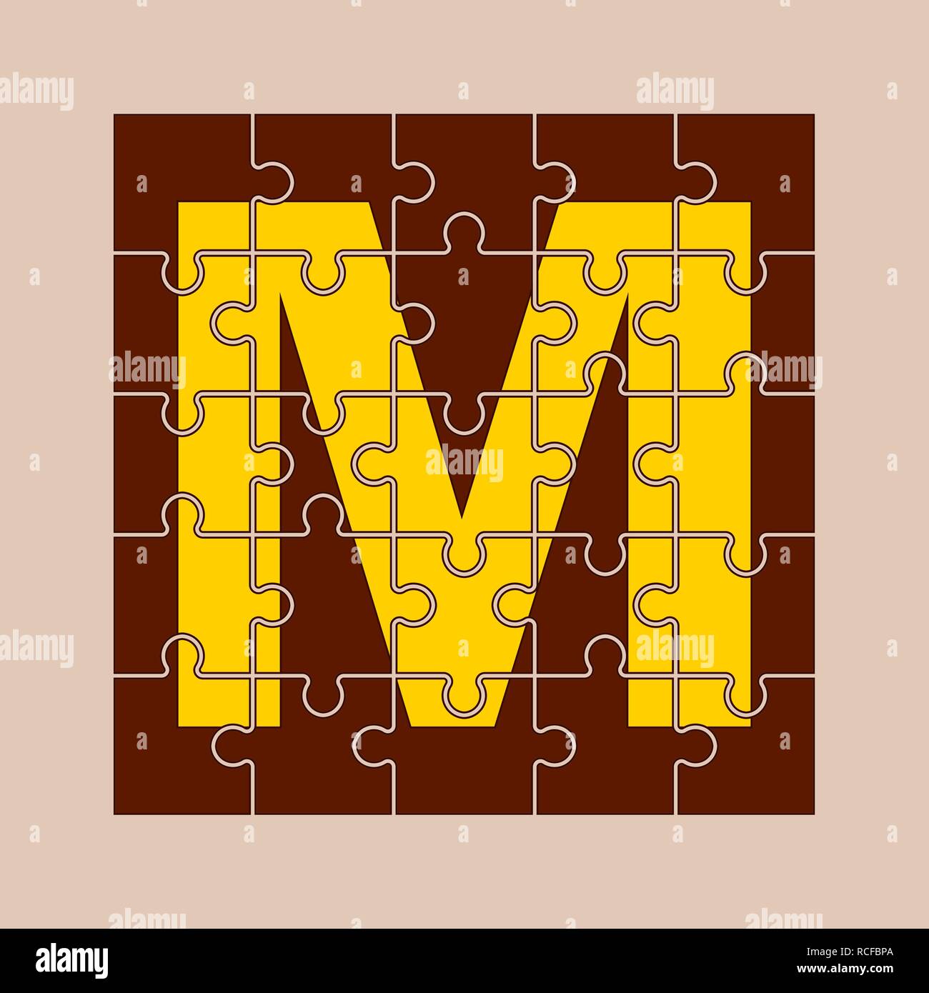 La letra M está escrito en las piezas de un rompecabezas Imagen Vector de  stock - Alamy