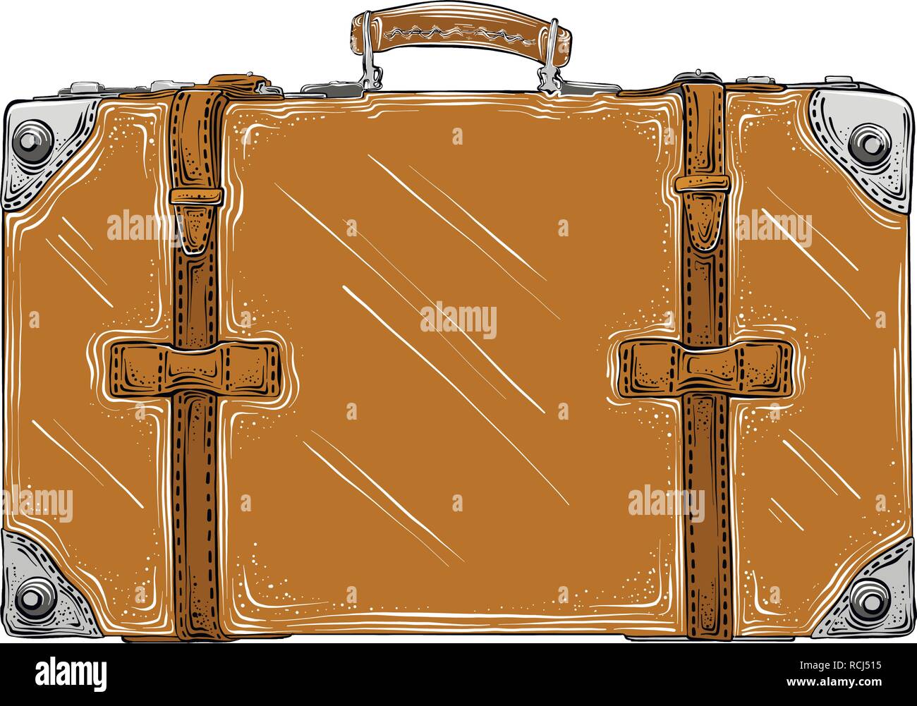 Croquis dibujados a mano de retro maleta en color marrón aislado sobre  fondo blanco. Dibujo detallado estilo vintage. Ilustración vectorial Imagen  Vector de stock - Alamy