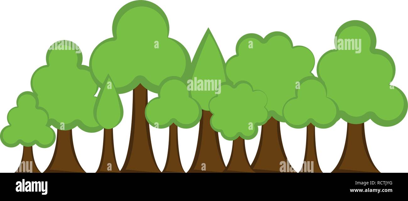 Conjunto de árboles de dibujos animados Imagen Vector de stock - Alamy