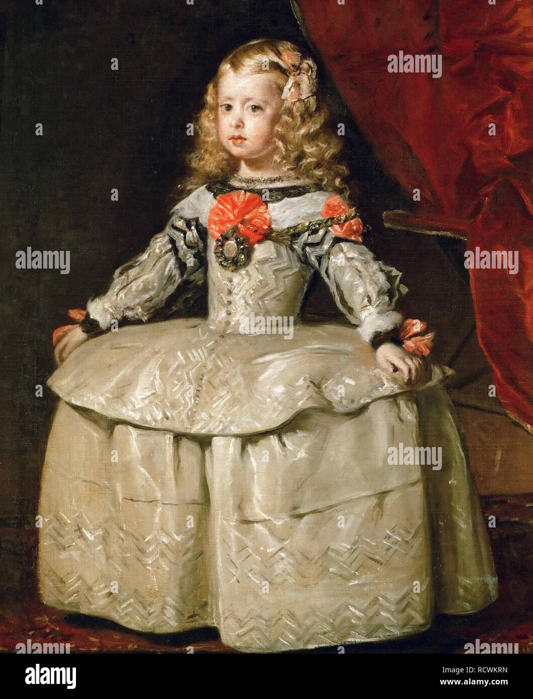Retrato de la Infanta Margarita Teresa (1651-1673) en un vestido blanco.  Museo: Museo de la historia del arte, la Vienne. Autor: Diego Velázquez  Fotografía de stock - Alamy