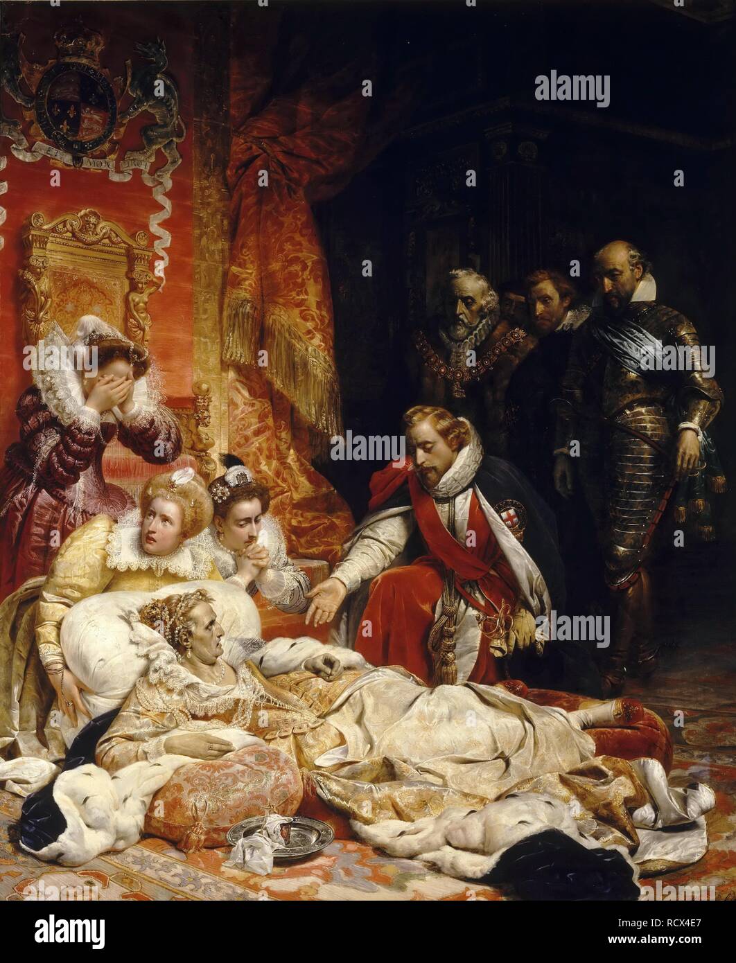 La muerte de Isabel I, reina de Inglaterra. Museo: Musée du Louvre, Paris. Autor: Delaroche, Paul Hippolyte. Foto de stock