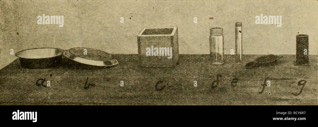 Un estudio de laboratorio elemental en los suelos. Los suelos. Fig. 2. Aquí  se muestra de izquierda a'righta torta de'la parafina, el embudo, papel de  filtro, licenciado rylinrler, vaso de tubo,